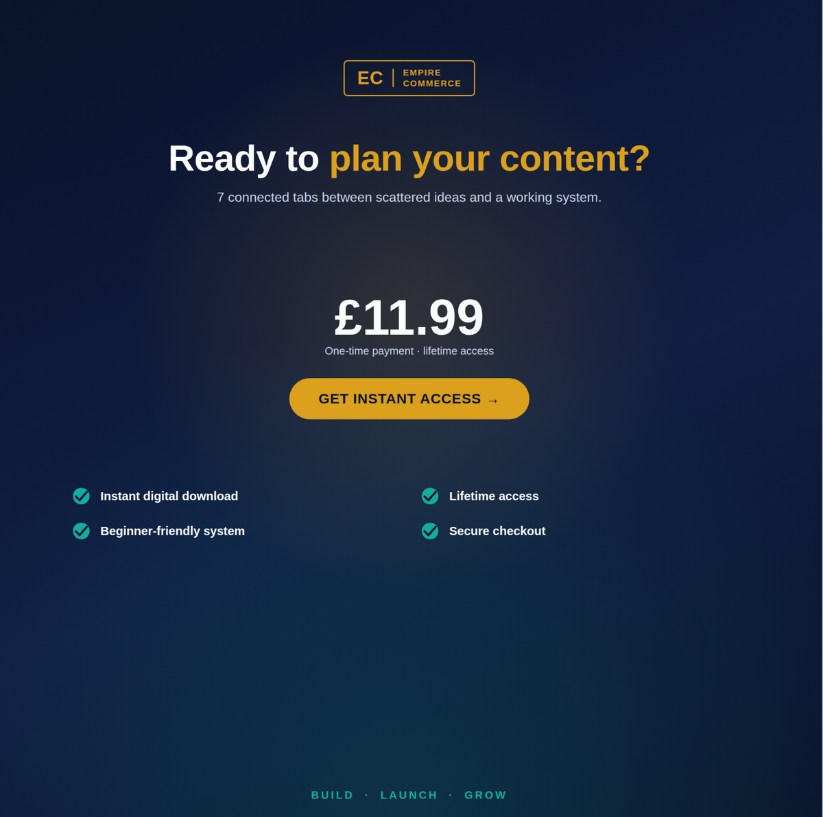 Ecommerce Content and Marketing Planner £11.99 offer with instant download and lifetime access