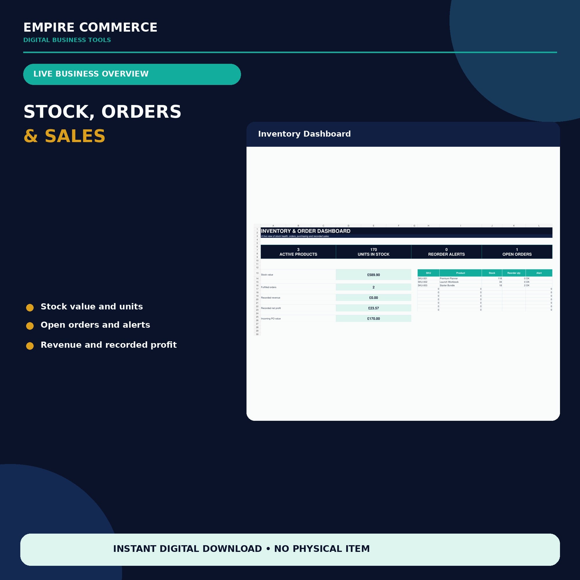 Ecommerce Inventory Tracker Spreadsheet