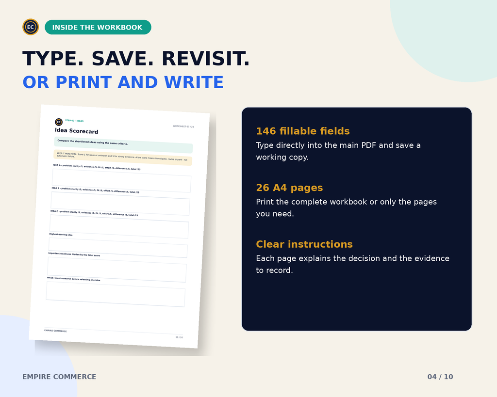 Digital Product Idea Validation Workbook