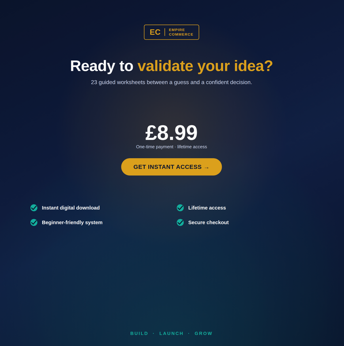 Digital Product Idea Validation Workbook £8.99 offer with instant download and lifetime access