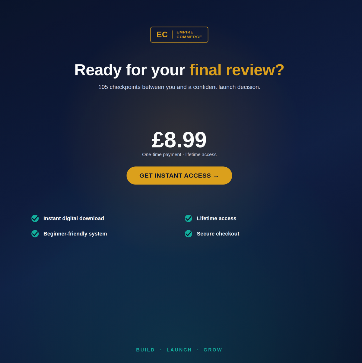 105-Point Shopify Store Launch Checklist £8.99 offer with instant download and lifetime access