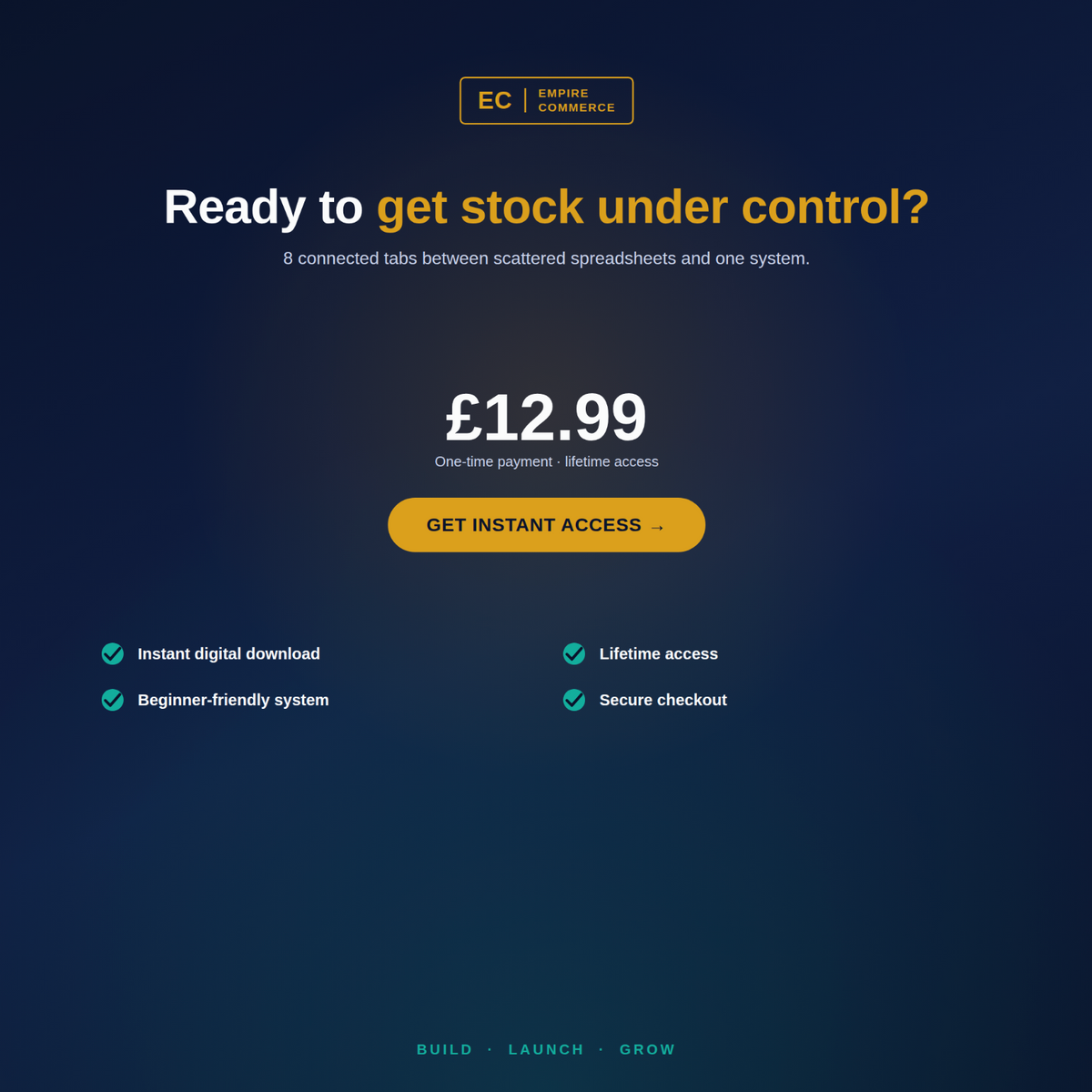 Ecommerce Inventory Tracker £12.99 offer with instant download and lifetime access