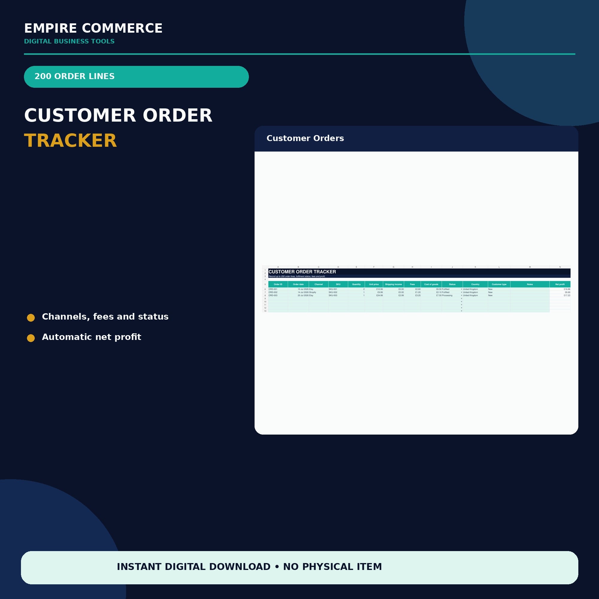 Ecommerce Inventory Tracker Spreadsheet