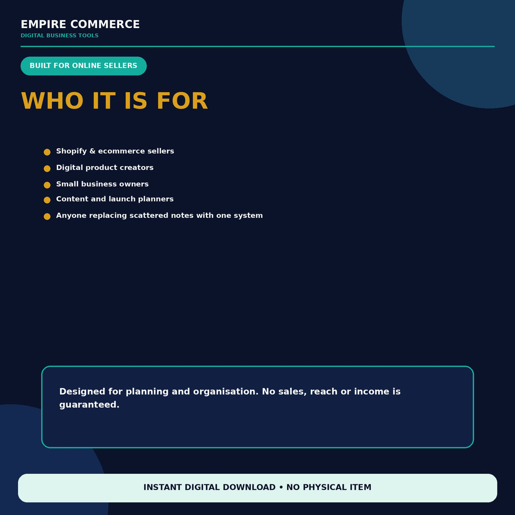 Ecommerce Content Planner Spreadsheet