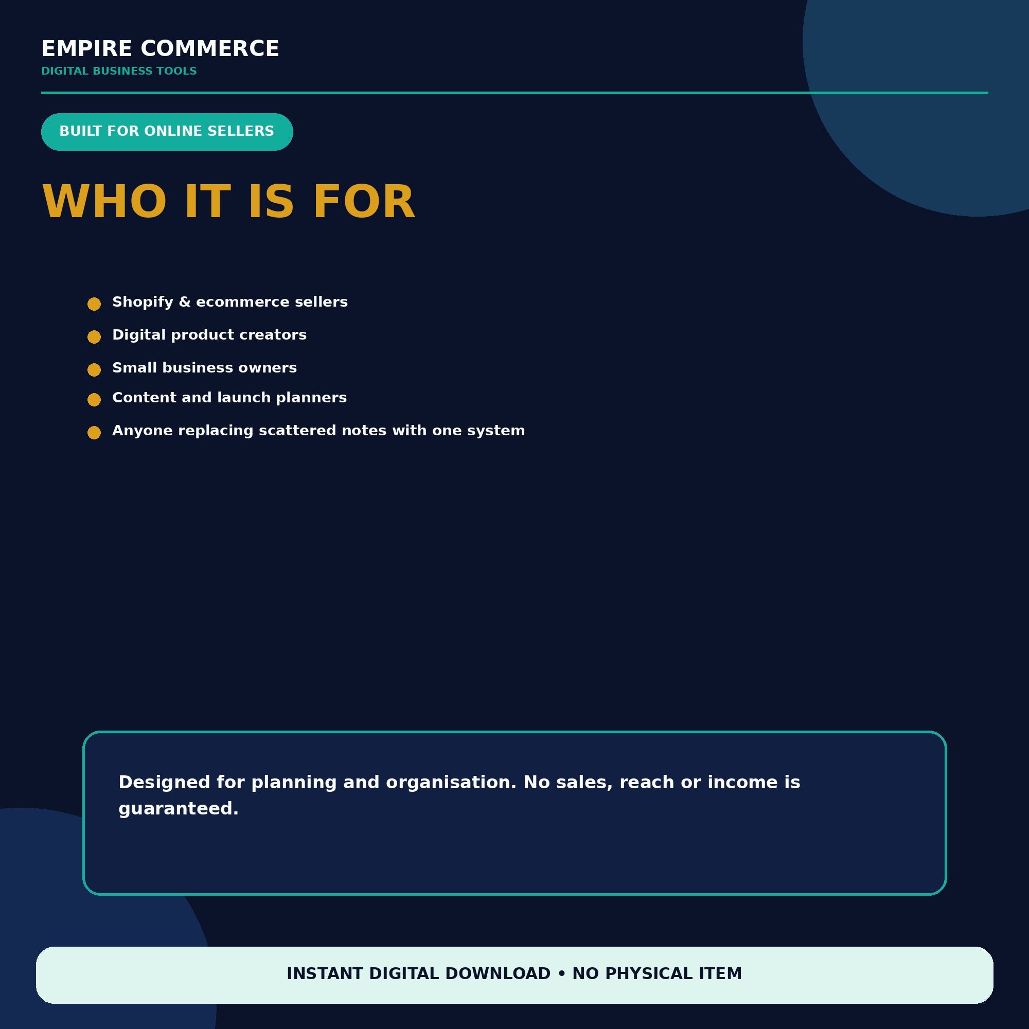 Ecommerce Content Planner Spreadsheet